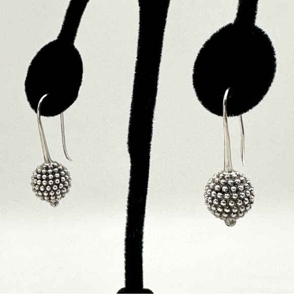 Lagos Caviar Beaded Ball Silver Drop Earrings Exc - Picture 3 of 7